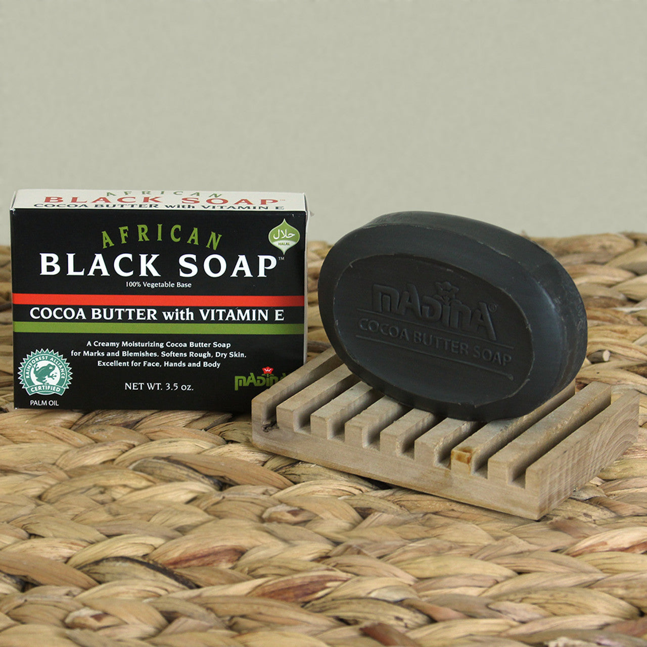 Madina: African Cocoa Butter Black Soap - 3½ oz.
